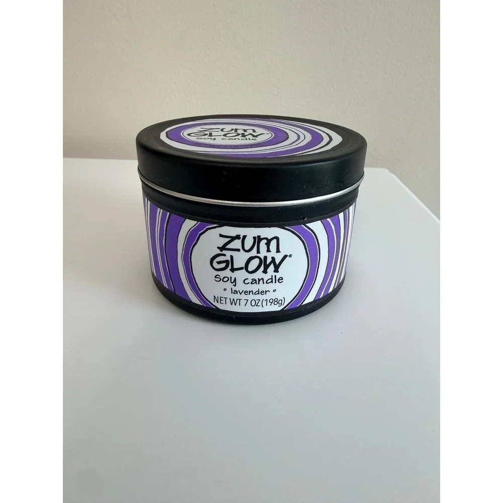 Zum Glow Soy Candle Lavender 7 oz Purple Aromatherapy Indigo Wild NWT